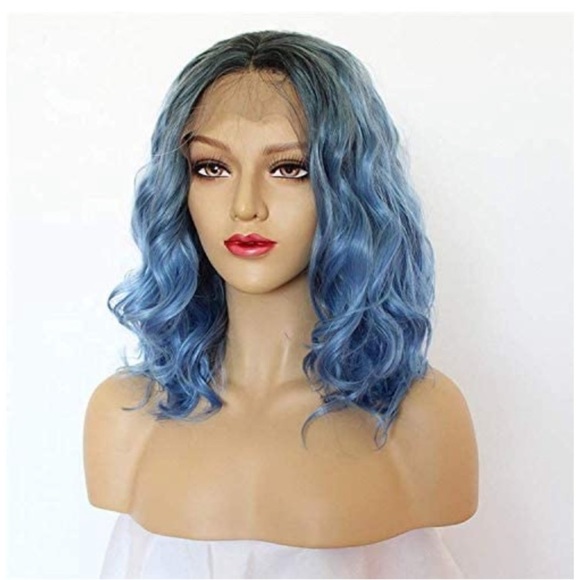 Sheer Beauté 16inch Blue Curly Lace Front Wig